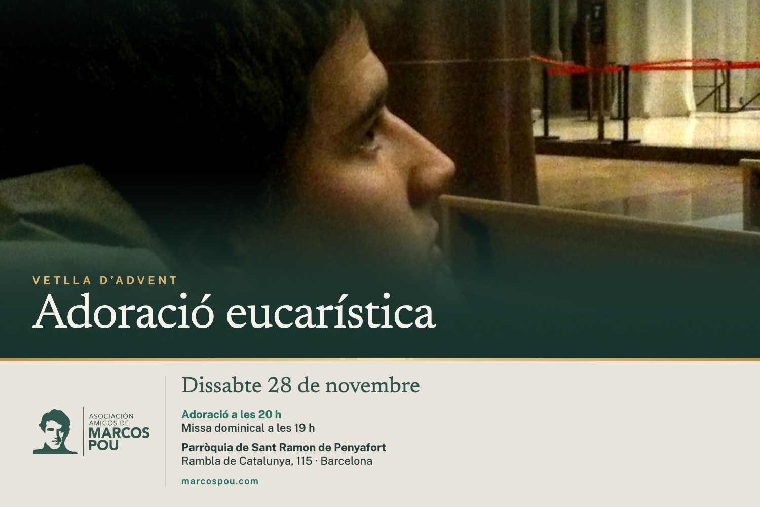 Vetlla d’Advent: adoració eucarística el dissabte 28 de novembre a les 20 h a la parròquia de Sant Ramon de Penyafort, Barcelona